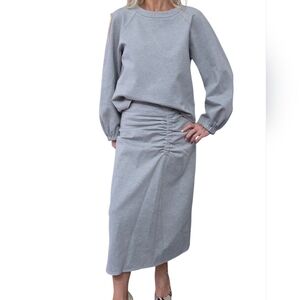 Tibi Gray 2 Piece Set Top Skirt Size M Modern Minimalist Chic